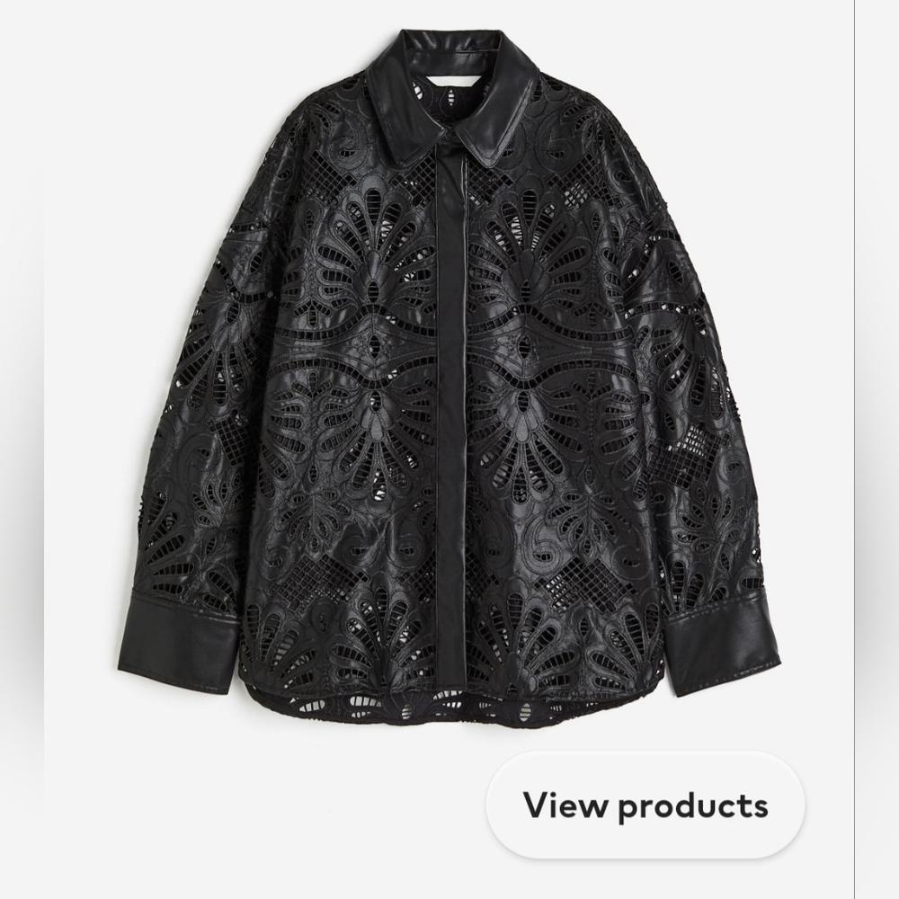 H & M Coated Eyelet Embroidered Shirt